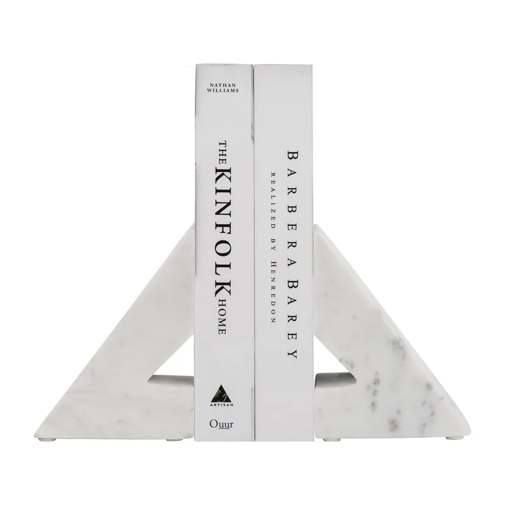 HUTTONLAKE SET OF 2 WHITE BOOKENDS 6 (IN)