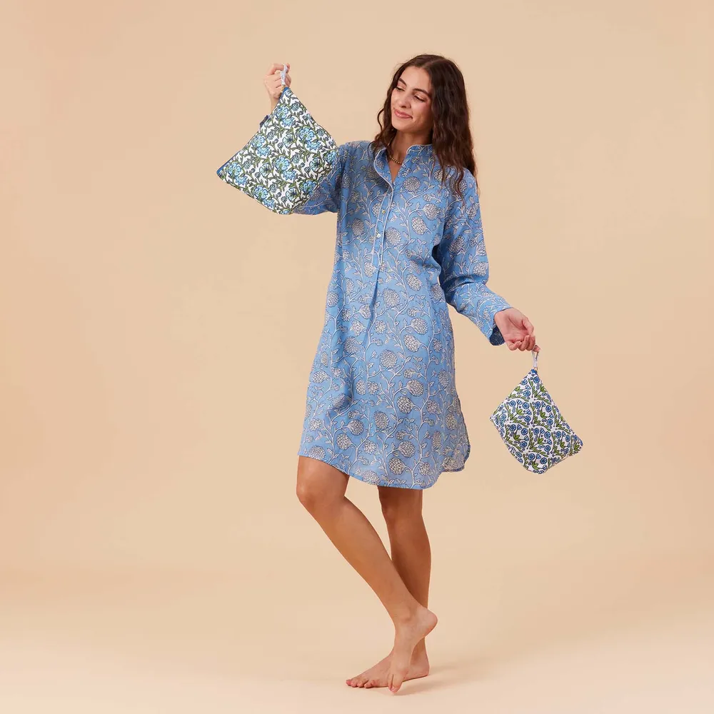 Ainsley Light Blue Cotton Night Shirt