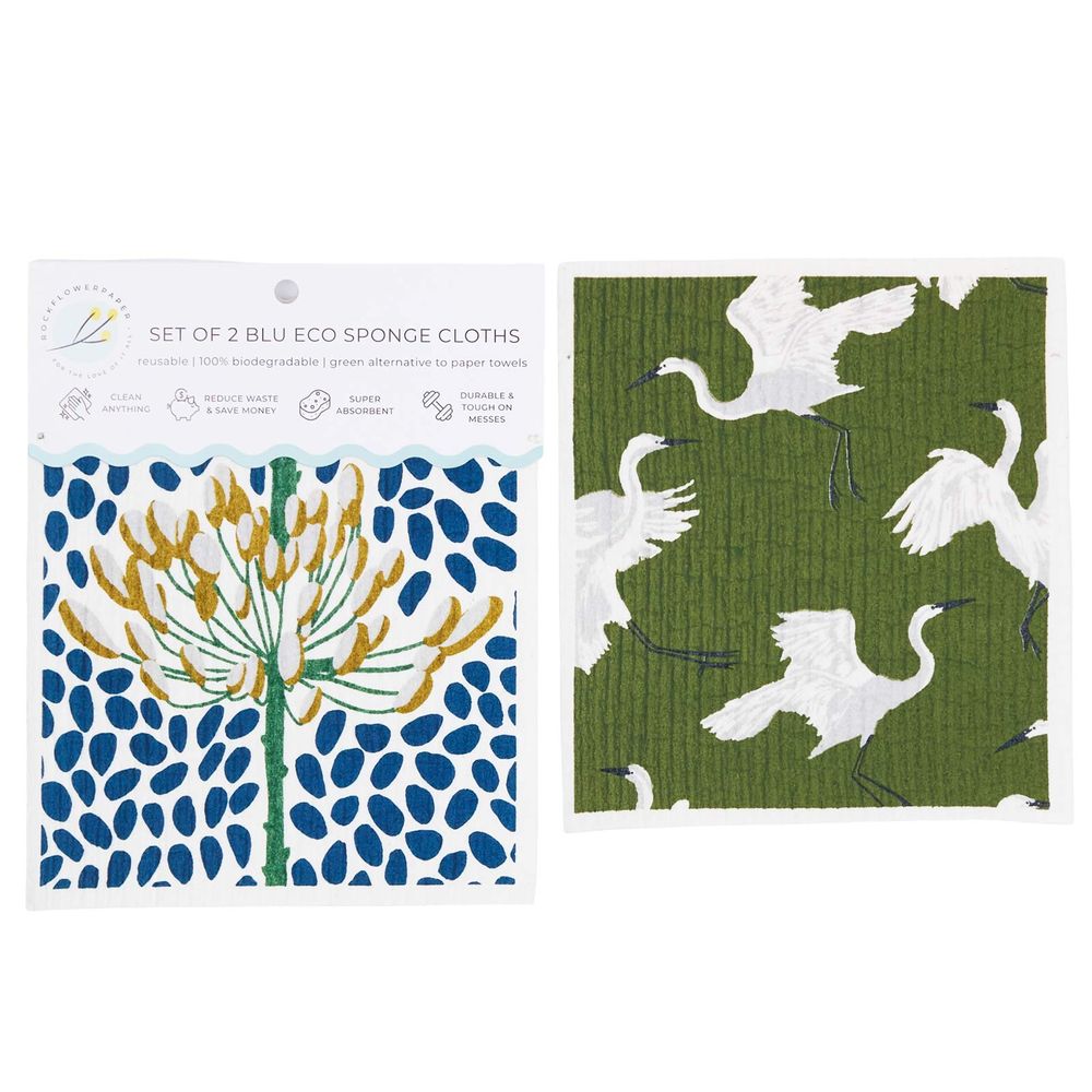 Egret & Reed blu Eco Sponge Cloths (Set of 2)
