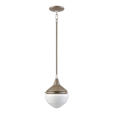 Mid-Century Schoolhouse 12″ Wide 1-Light Mini Pendant - Pecan