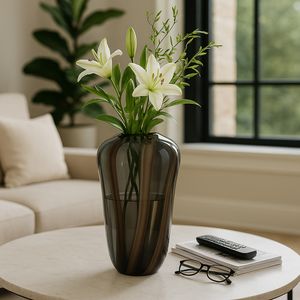 VALEBROOK BROWN GLASS VASE 13 (IN) 11