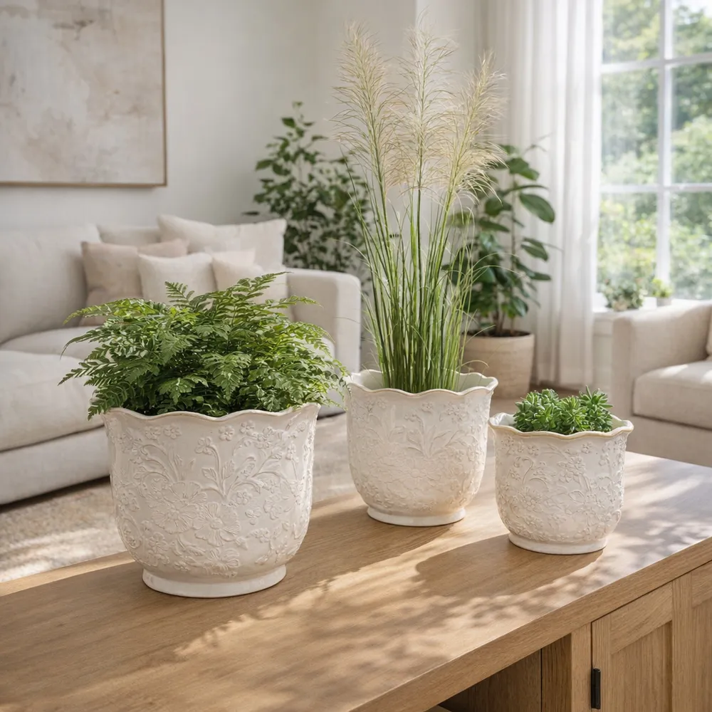 CLAYBROOK SET OF 3 IVORY PLANTER 9 (IN)
