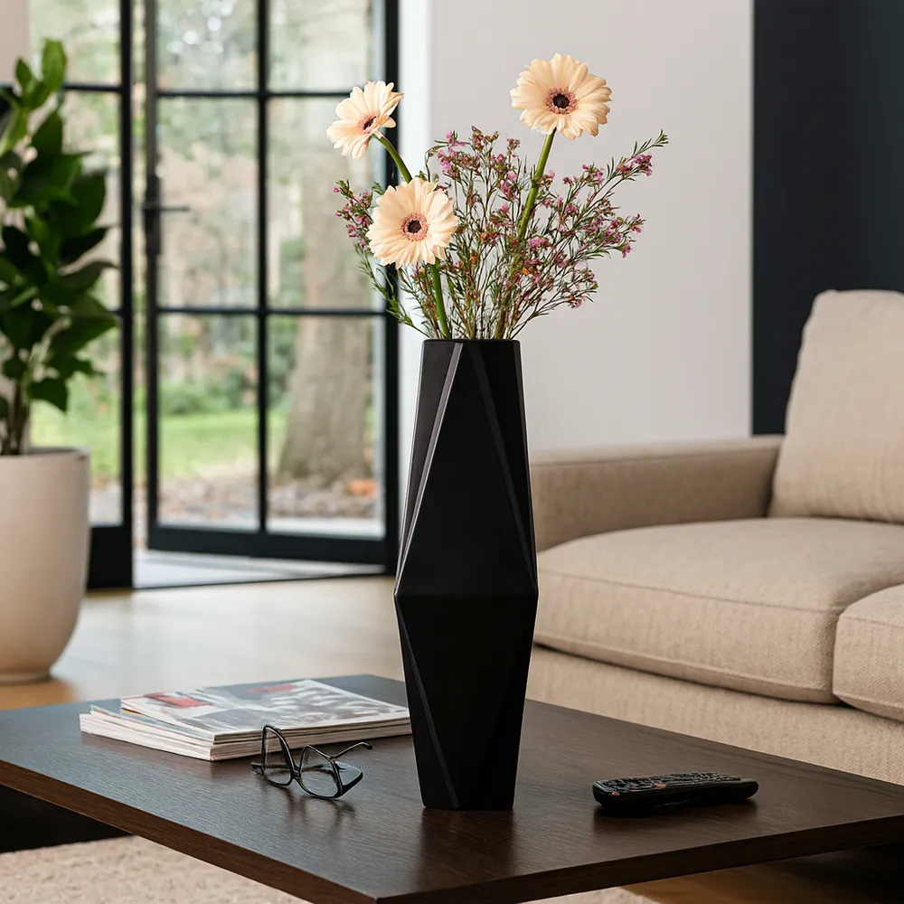 TARASIDE BLACK VASE 26 (IN)