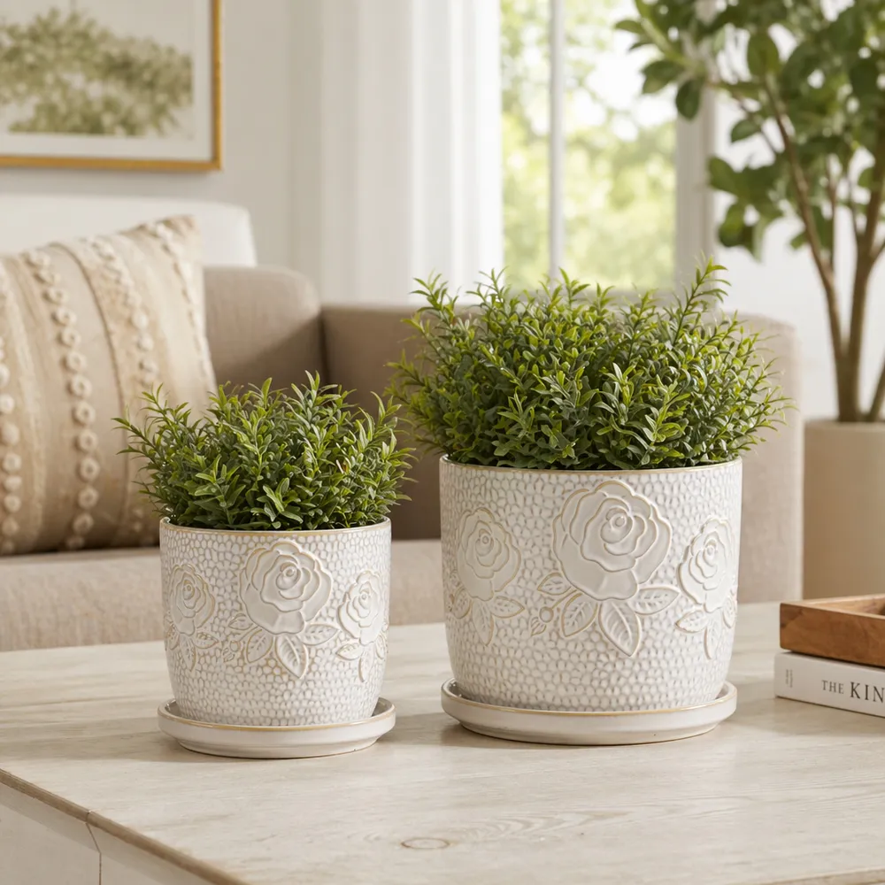 HOBARTGATE SET OF 2 IVORY PLANTER 7 (IN)