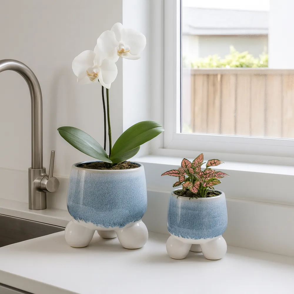 GALESHAW SET OF 2 BLUE PLANTER 11 (IN)