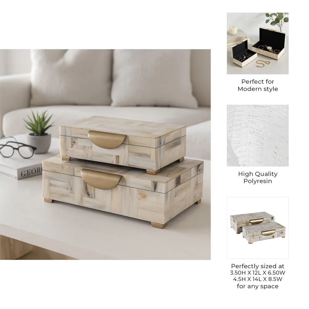 CLAXTONWORTH SET OF 2 TAN BOXES 5 (IN)