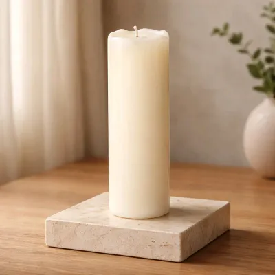 Cream Drip LED Candle 2in by 9in