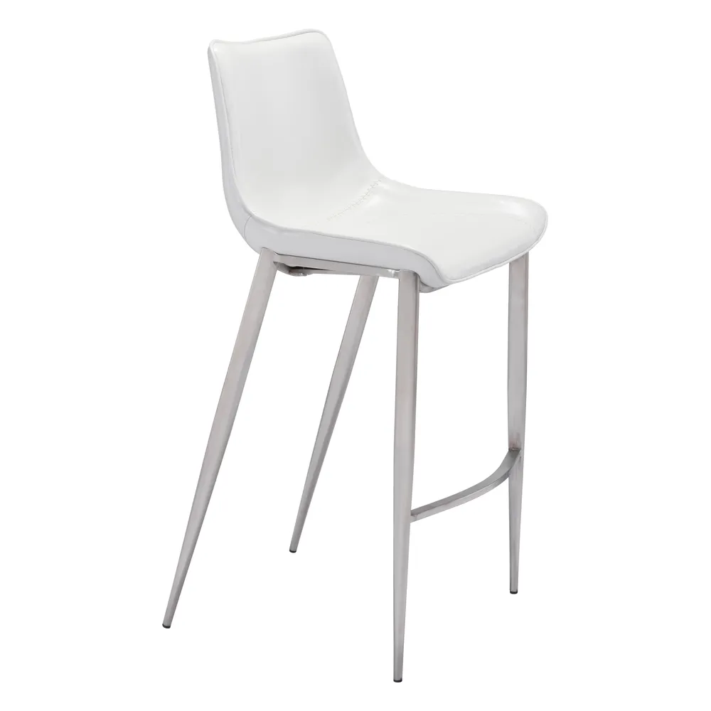 Magnus Barstool White & Silver