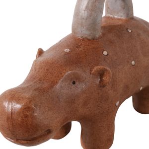 8" HIPPO WITH STACKED STONES, MULTI 6