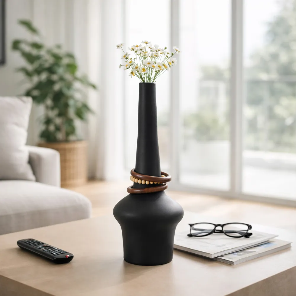 FARROWMILL BLACK VASE 21 (IN)