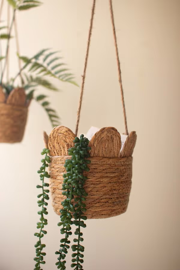 Woven Seagrass Hanging Planter Basket
