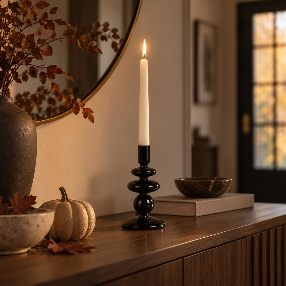 ELLENLAND BLACK CANDLE HOLDER 7 (IN)