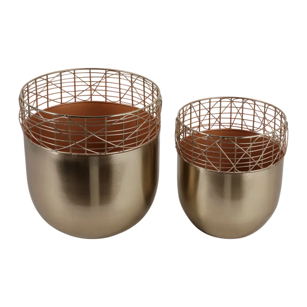 LEONAWELL SET OF 2 GOLD PLANTER 13 (IN)