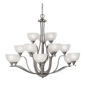 Bristol Lane 45'' Wide 15-Light Chandelier - Brushed Nickel with White Glass 1