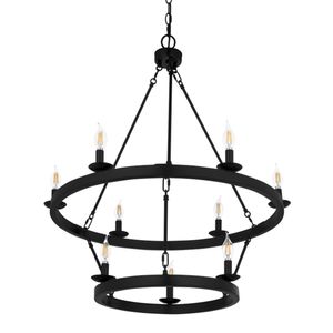 Melina 34'' Wide 9-Light Chandelier - Matte Black 1