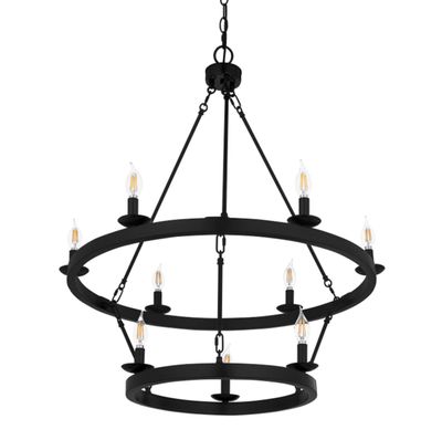 Melina 34″ Wide 9-Light Chandelier - Matte Black