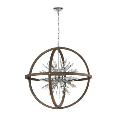 Morning Star 19.5″ Wide 6-Light Chandelier - Aged Fir with Chrome