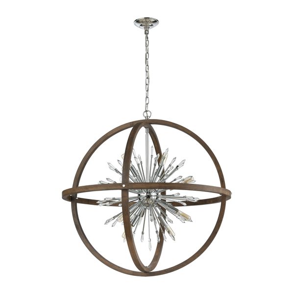 Morning Star 19.5'' Wide 6-Light Chandelier - Aged Fir with Chrome