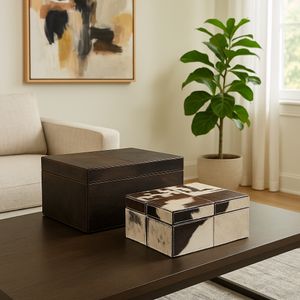 ESSEXLAND SET OF 2 IVORY BOXES 6 (IN) 12