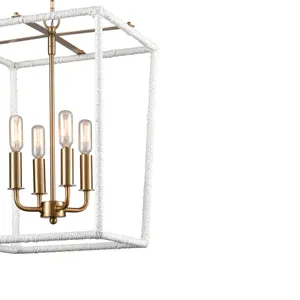 Kingdom 14'' Wide 4-Light Pendant - Aged Brass with White 4