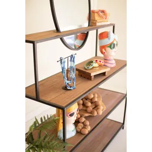Metal and Wood Display Shelves with Mirror 2