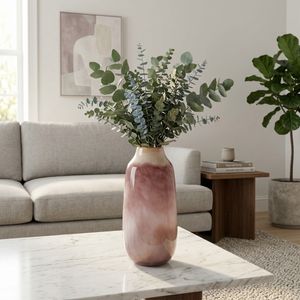 CLYDE PINK GLASS VASE 15 (IN) 11