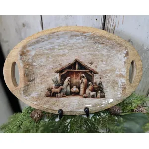 Oval Nativity Tray 13.8x8.9in 2