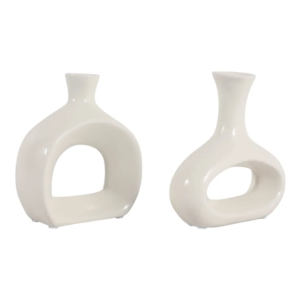 AXELTON SET OF 2 IVORY VASES 7 (IN)