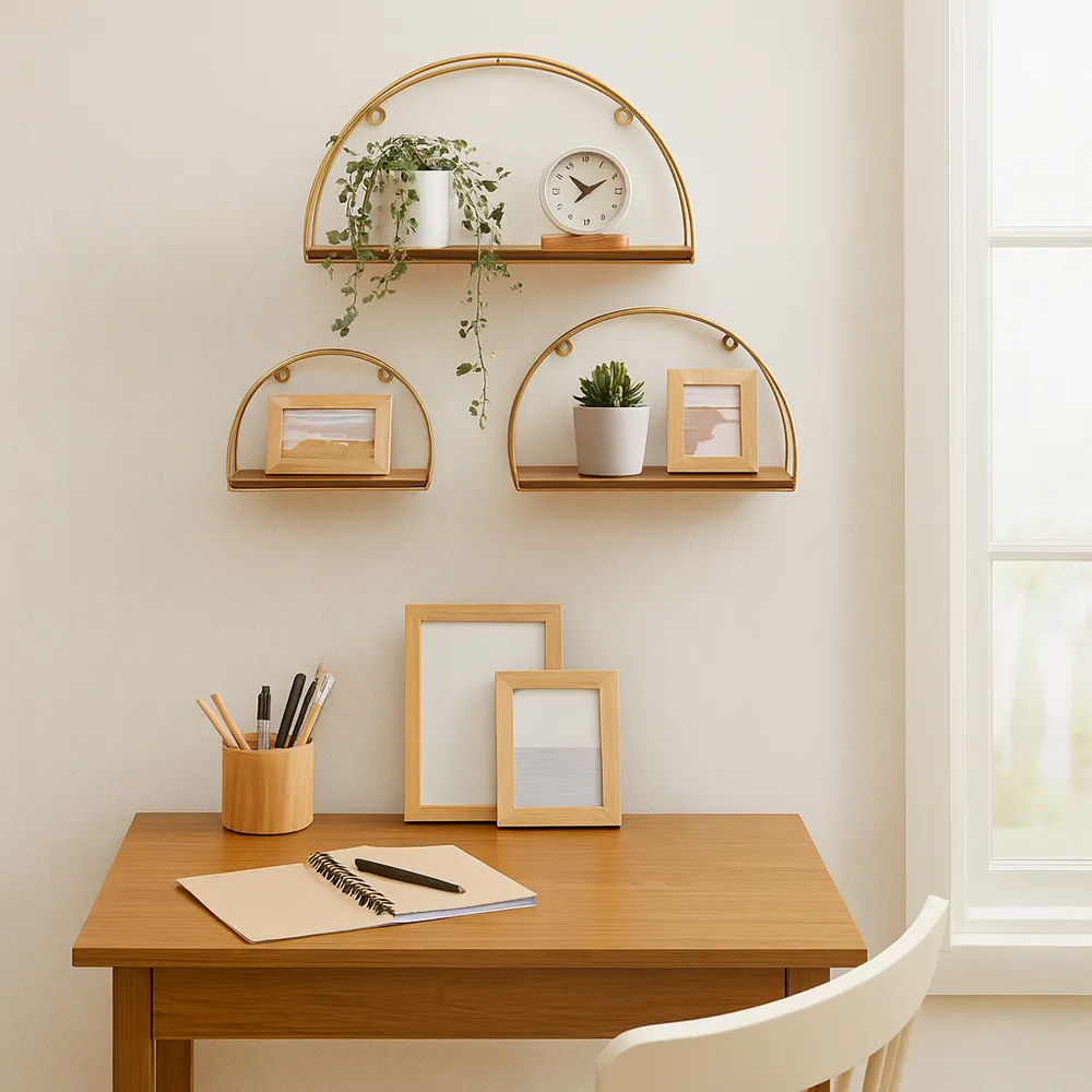 ENOCHBURN SET OF 3 BROWN WALL SHELF 12 (IN)
