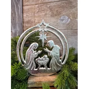 Round Aluiminum Nativity 8.7x7.1in 1