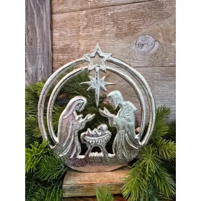 Round Aluiminum Nativity 8.7x7.1in