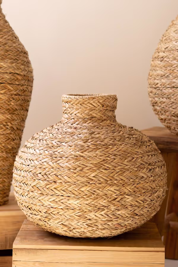 Set of 3 Natural Seagrass Vessels