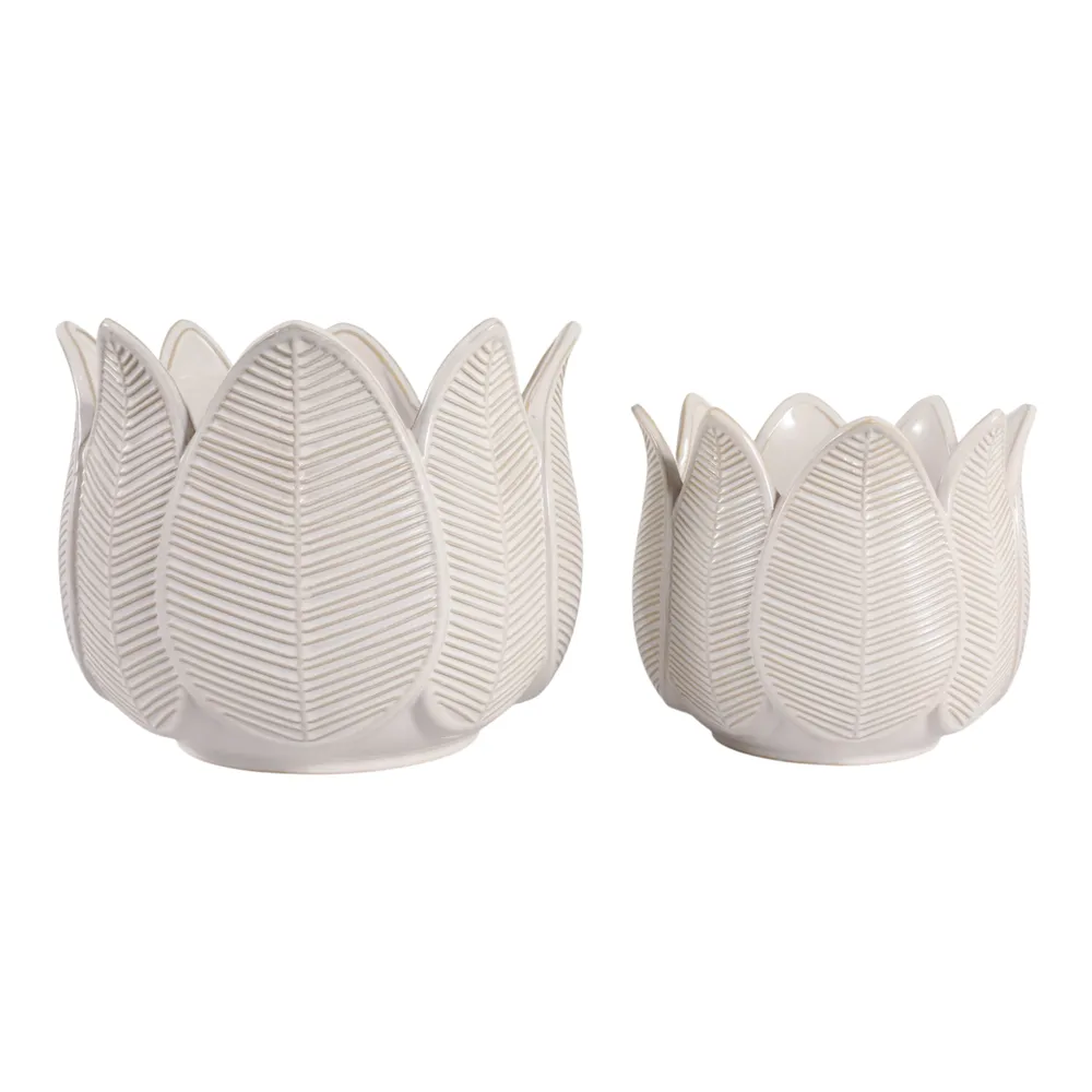 BRADYRIDGE SET OF 2 IVORY PLANTER 10 (IN)