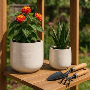 PEYTONLAKE SET OF 2 WHITE PLANTER 10 (IN) 12