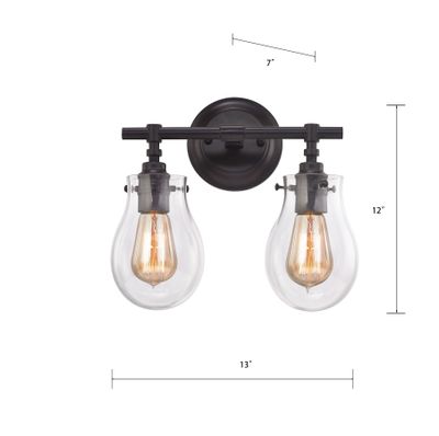 Jaelyn 13″ Wide 2-Light Vanity Light - Oil Rubbed Bronze
