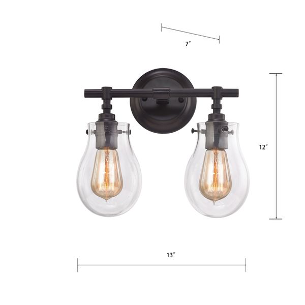 Jaelyn 13'' Wide 2-Light Vanity Light - Oil Rubbed Bronze
