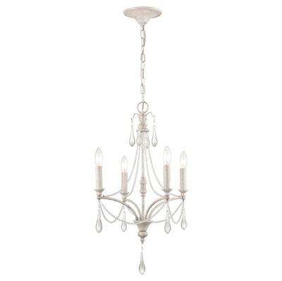 French Parlor 16″ Wide 4-Light Chandelier - Vintage White