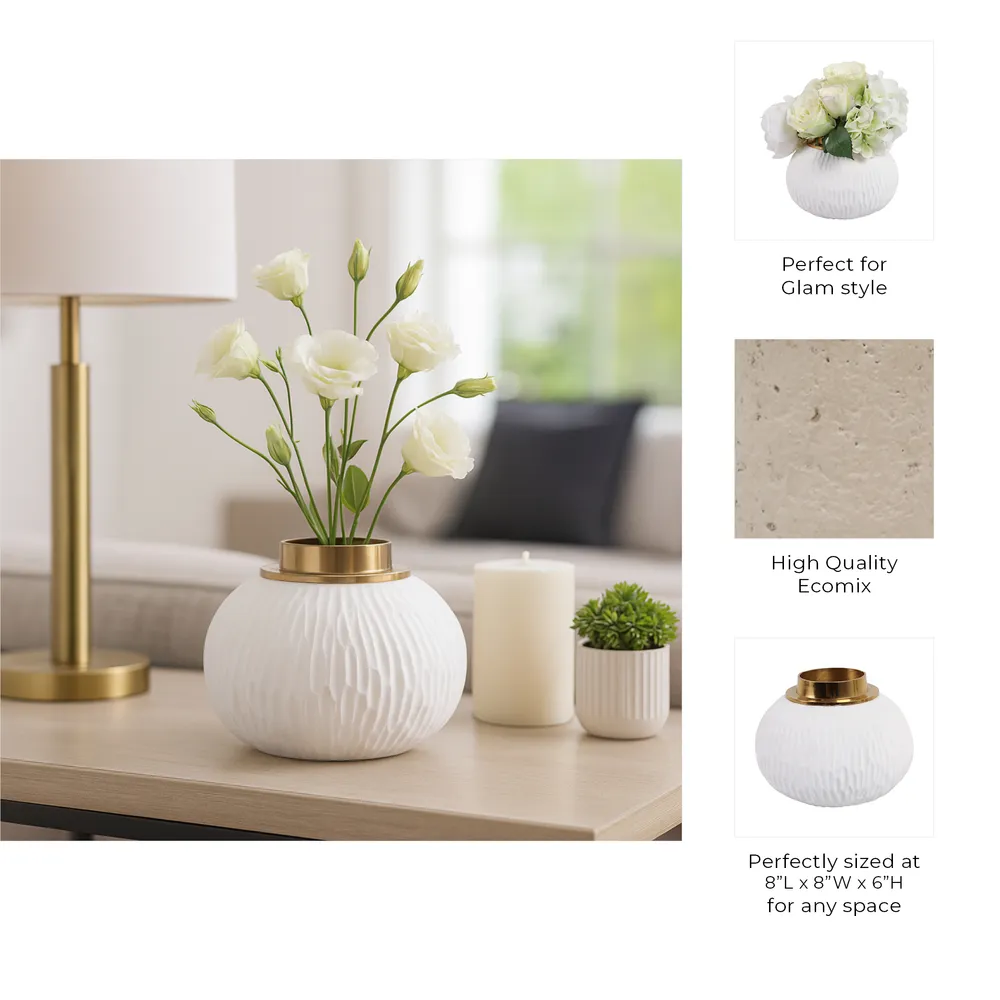 ADLERCREST WHITE VASE 6 (IN)
