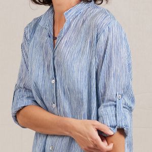 Suri Navy Cotton Button Down Beach Tunic 4