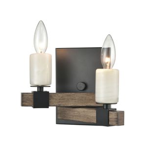 Stone Manor 7'' High 2-Light Sconce - Matte Black 1