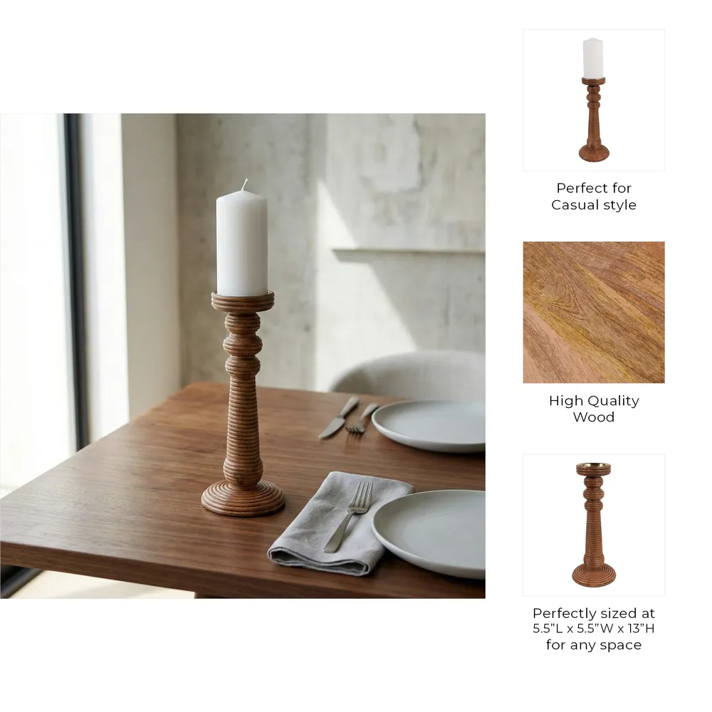 HACKETTRIDGE BROWN CANDLE HOLDER 13 (IN)