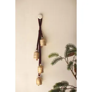 Jingle Bell Cluster with Maroon Velvet Ribbon 1