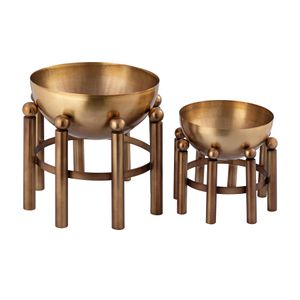 Piston Footed Planter - Large Aged Brass 4