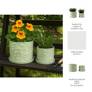 BOWENHAVEN SET OF 2 GREEN PLANTER 7 (IN) 10