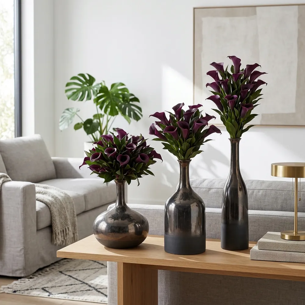 MAXLAKE SET OF 3 BRONZE VASES 18 (IN)