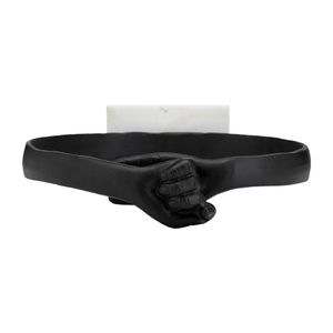METAL,15" HAND RING ON BASE SCULPT ,BLACK/WHITE 8