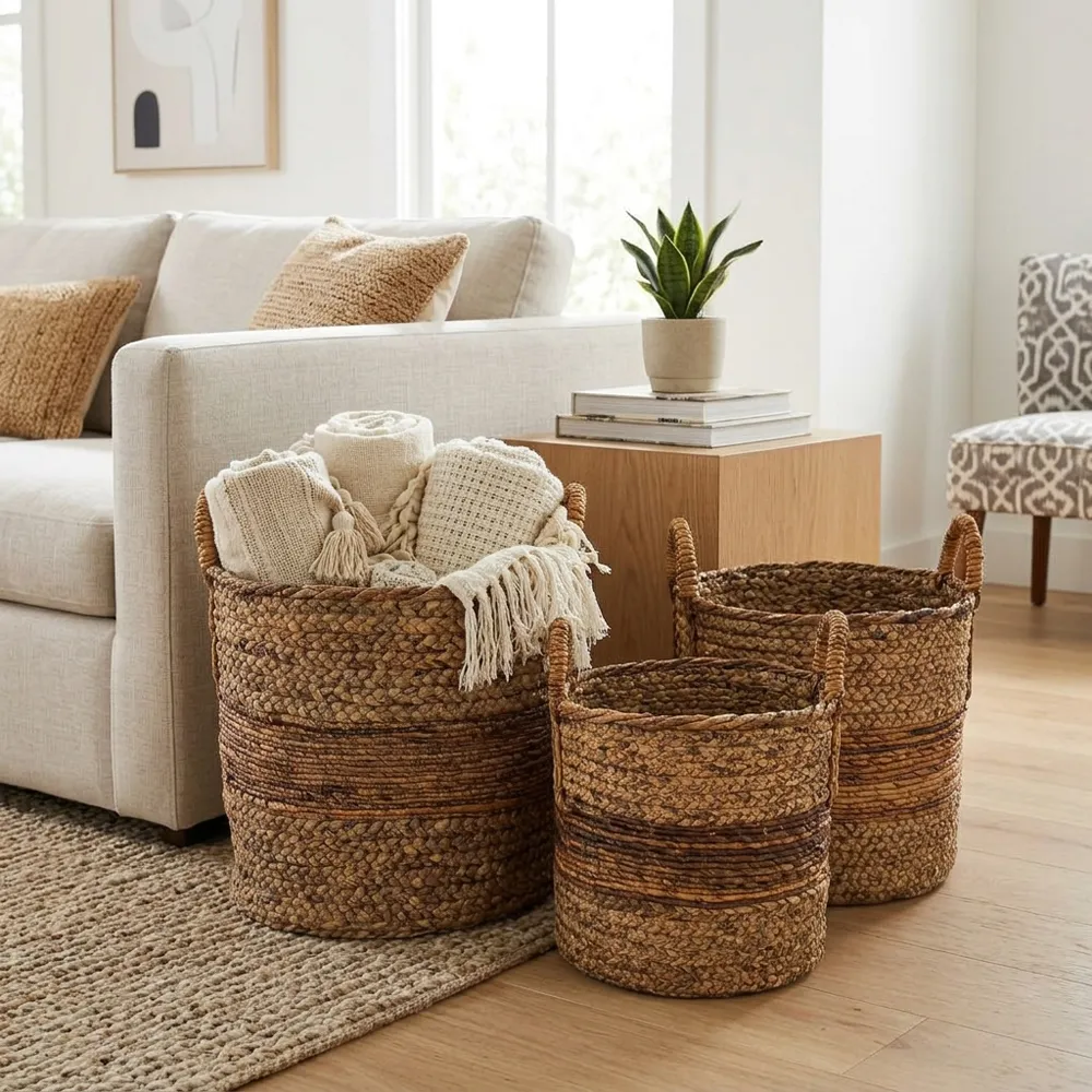 ULMPARK SET OF 3 BROWN BASKETS 21 (IN)