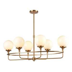 Beverly Hills 38'' Wide 6-Light Linear Chandelier - Satin Brass 1