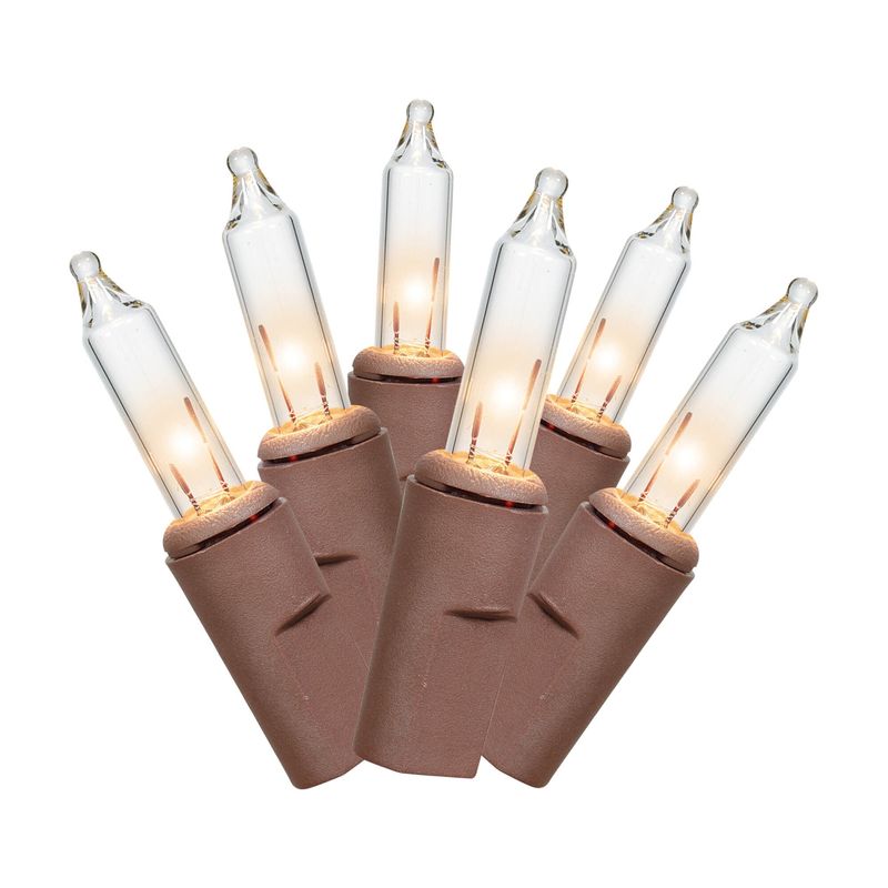 20-Count LED Mini Lights - Battery Operated, Brown Wire, Warm White