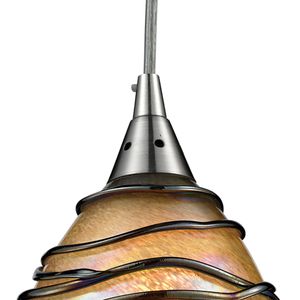 Vines 5'' Wide 1-Light Mini Pendant - Satin Nickel with Tan Glass 4